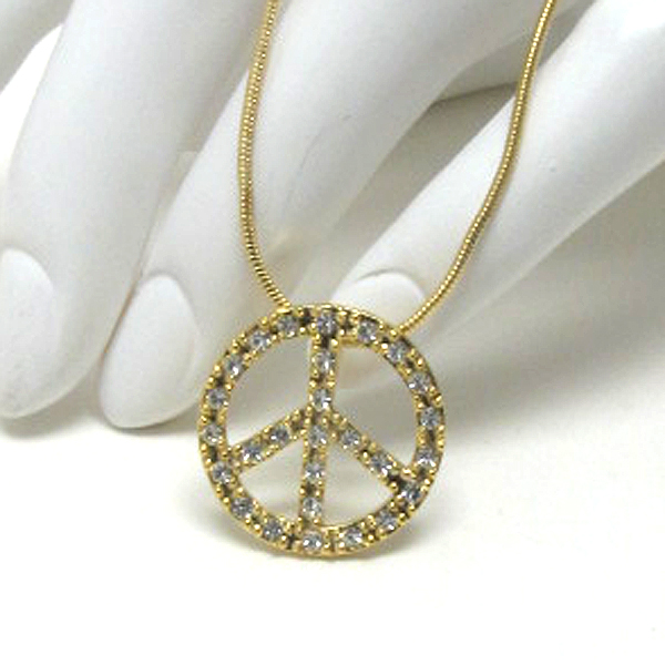 Crystal peace mark pendant necklace