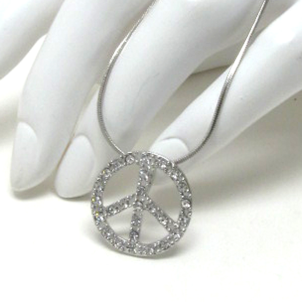 Crystal peace mark pendant necklace