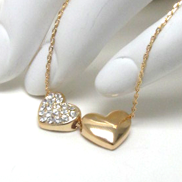 Crystal double heart necklace -valentine