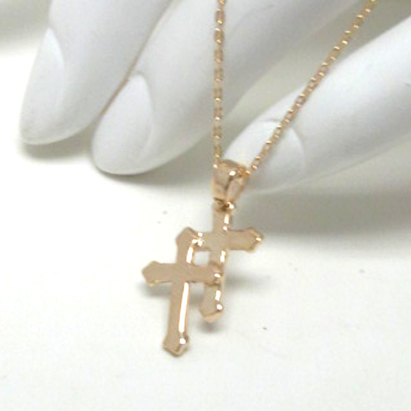 Metal double cross necklace 