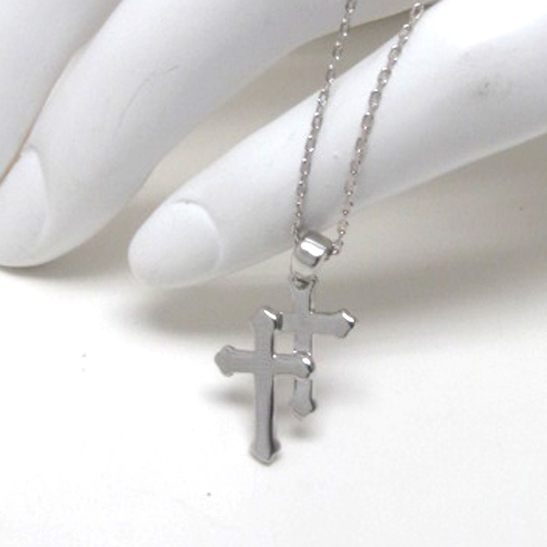 Metal double cross necklace 