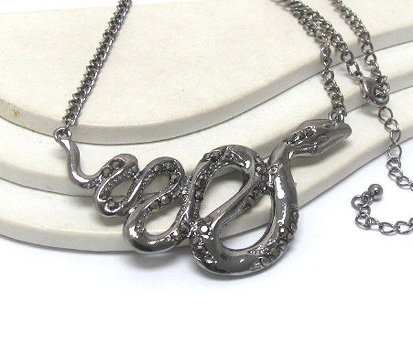 Crystal deco snake necklace