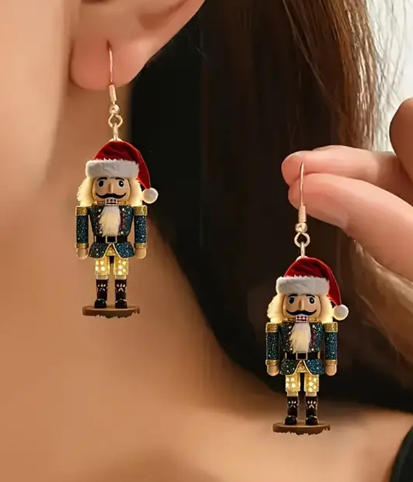 Christmas nutcracker soldier acrylic earring