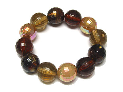 Facet round beads stretch bracelet