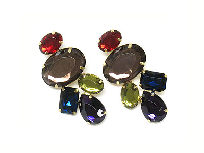 Multi epoxy stone stud earring