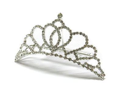 Rhinestone heart crown tiara comb