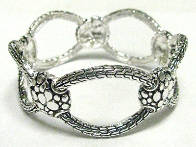 Casting metal hoop link stretch bracelet