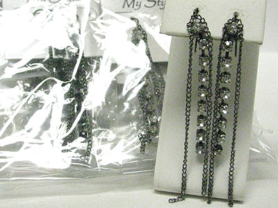 Sell by dozen - mixed color rhinestone and chain drop earring mens jewelry