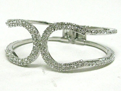 Crystal line metal hinge bangle