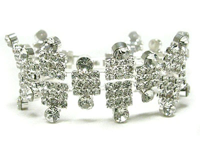 Rhinestone bar link stretch bracelet