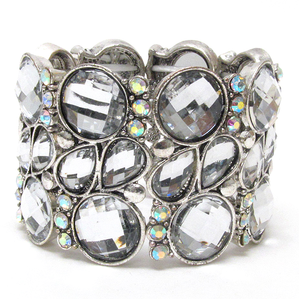 Multi facet acrylic stone mix stretch bracelet