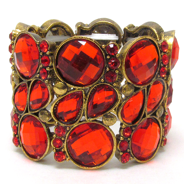 Multi facet acrylic stone mix stretch bracelet