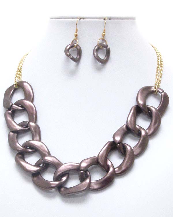 Acrylic thick chain necklace earring set