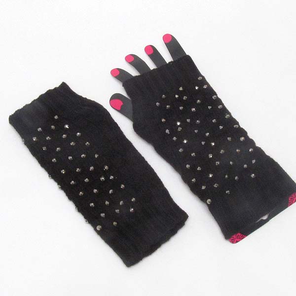 Stud deco knit glove - open finger