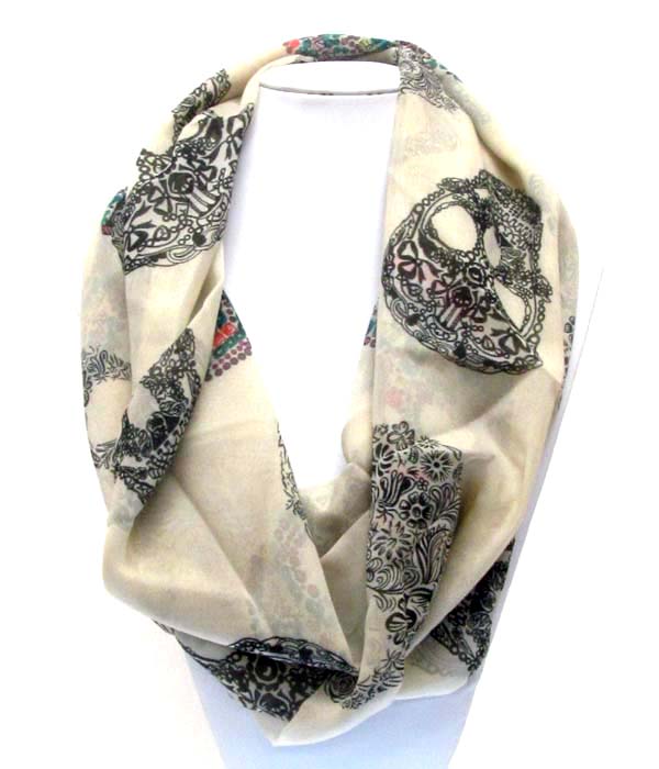 Skull or skeleton print infinity scarf