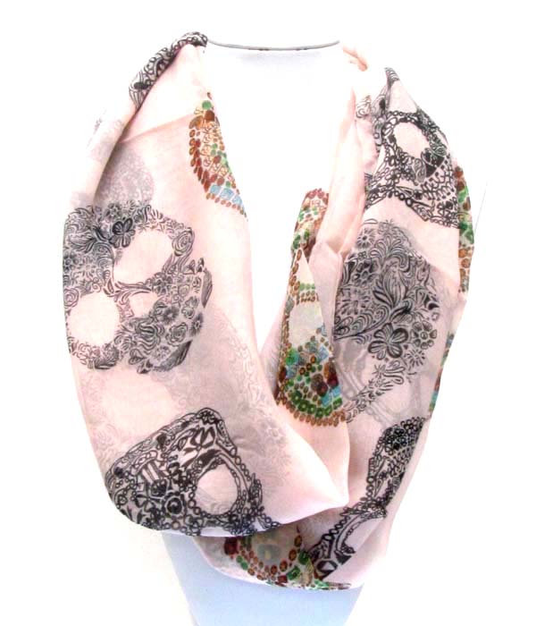 Skull or skeleton print infinity scarf