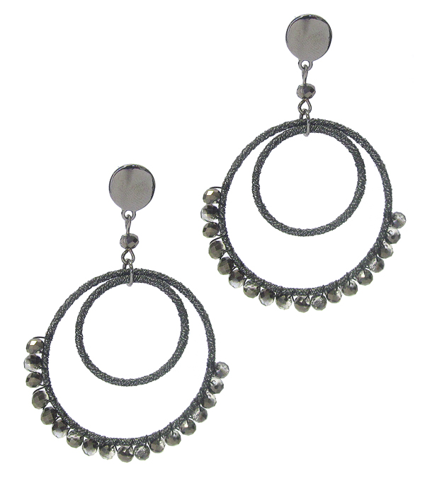 Facet glass double hoop earring