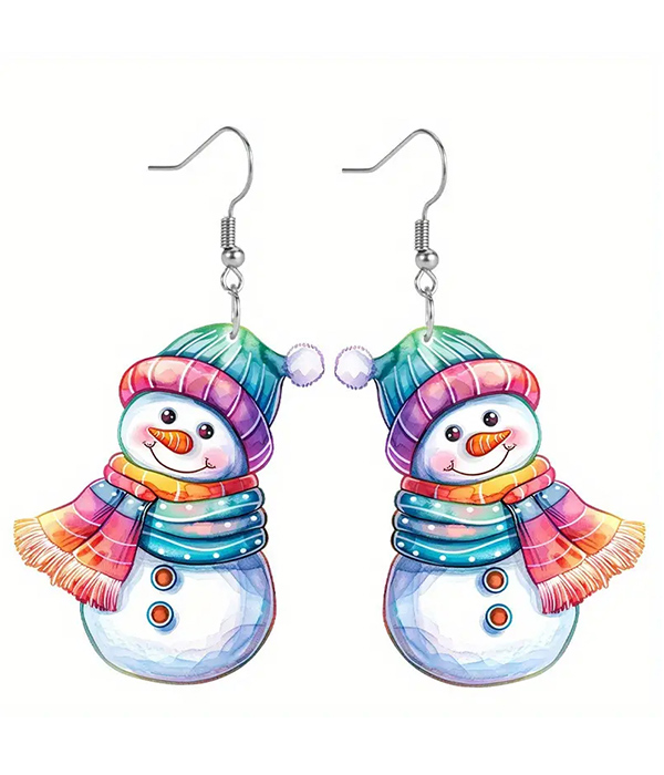 Christmas theme acrylic snowmam earring