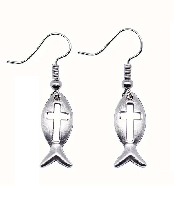 Religious theme christian fish earring