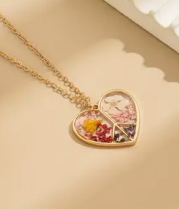 Peace heart pendant necklace