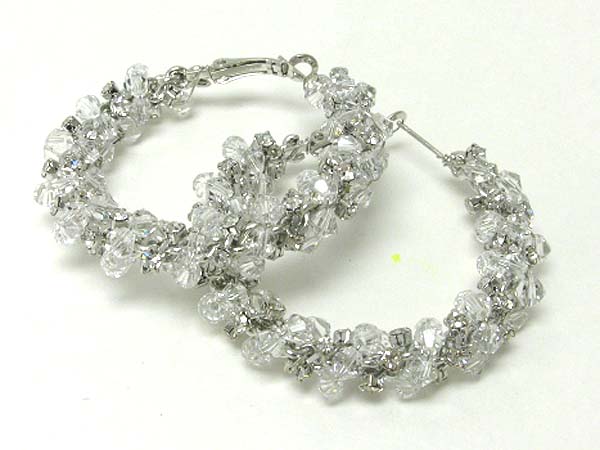 Crystal braided wrapped hoop earring - hoops