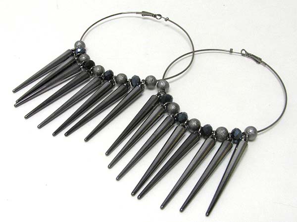 3.5 inch hoop metal spike basketball wives inspired earring? - hoops