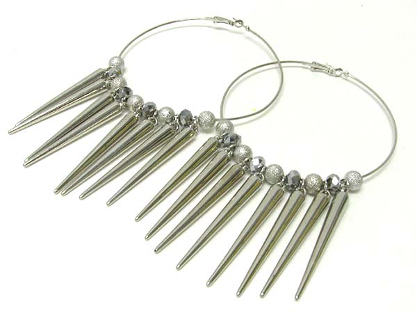 3.5 inch hoop metal spike basketball wives inspired earring? - hoops