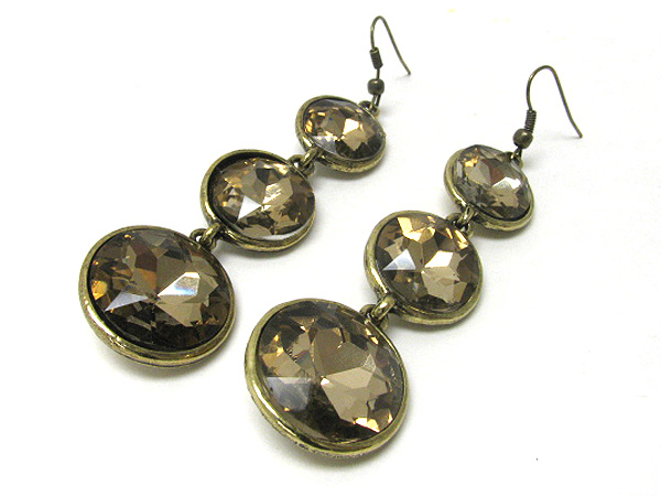 Triple facet glass drop earring