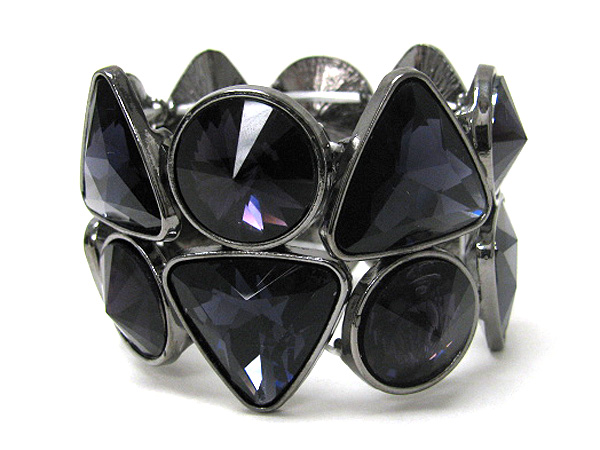 Triangle and round large glass stone stretch bracelet