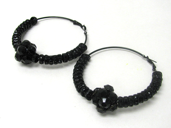 3 inch hoop crystal fireball and rondelle combo basketball wives inspired earring - hoops