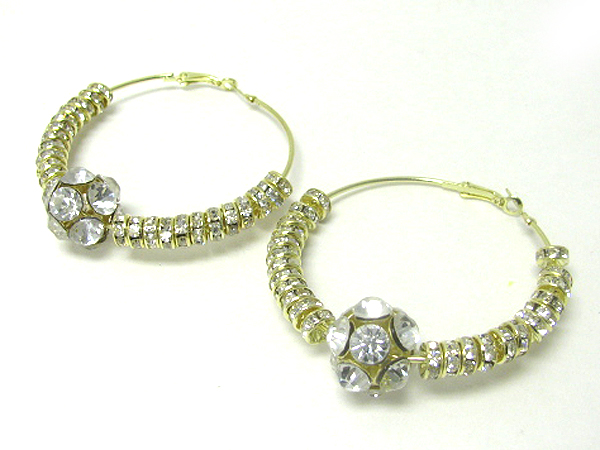 3 inch hoop crystal fireball and rondelle combo basketball wives inspired earring - hoops