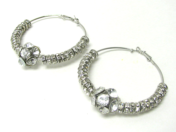 3 inch hoop crystal fireball and rondelle combo basketball wives inspired earring - hoops