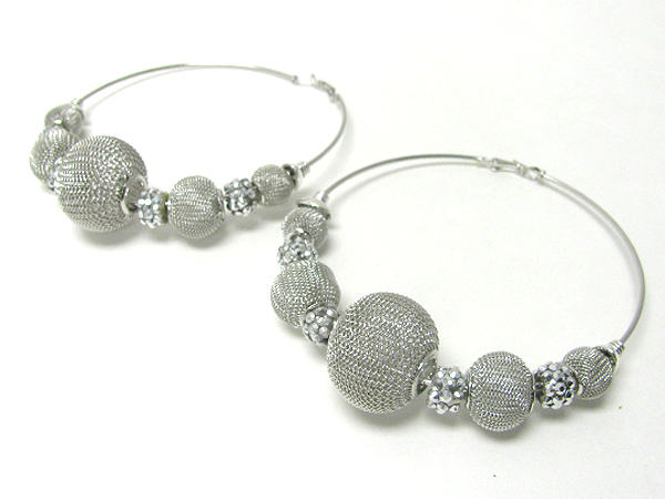 4 inch hoop mesh metal ball basketball wives inspired earring  - hoops