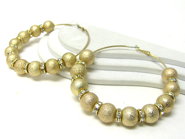 3 inch hoop metal ball and crystal rondelle ring dangle basketball wives inspired earring - hoops