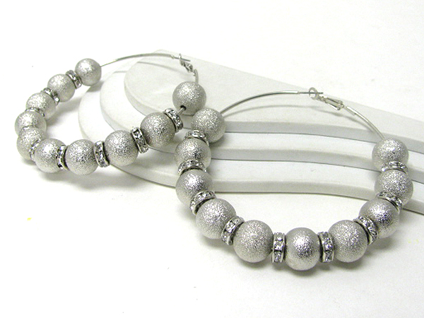 3 inch hoop metal ball and crystal rondelle ring dangle basketball wives inspired earring - hoops