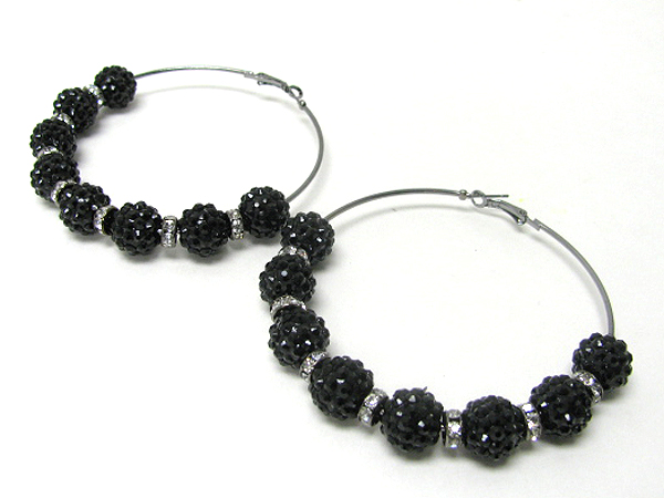 3 inch hoop crystal fireball and rondell basketball wives inspired earring - hoops