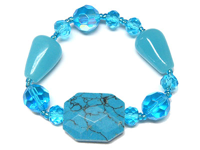 Semi precious stone stretch bracelet