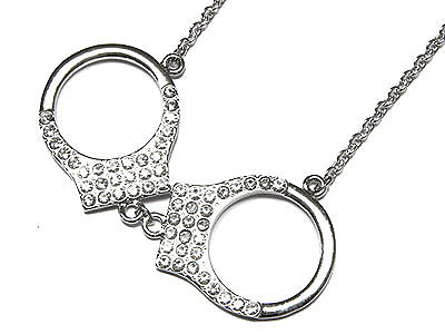 Made in korea whitegold plating crystal handcuff necklace