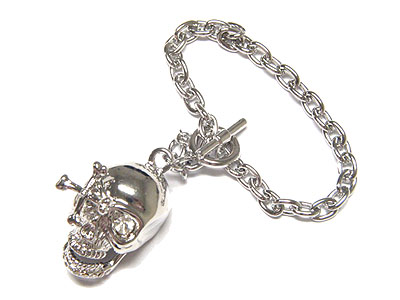 Made in korea whitegold plating crystal skull bracelet ( jaw joint )