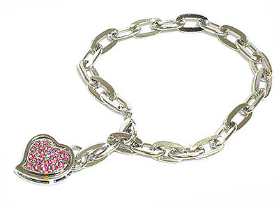 Crystal heart charm chain bracelet