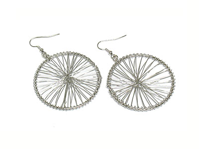 Metal wrapped hoop drop earring - hoops