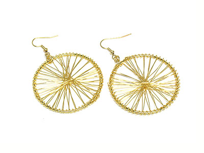 Metal coiled hoop drop earring - hoops