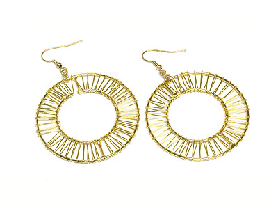 Metal coiled hoop drop earring - hoops