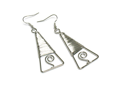 Metal coiled triangle drop earring