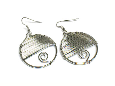 Metal coiled hoop drop earring - hoops