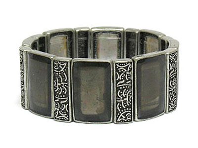 Acryl and filigree metal stretch bracelet