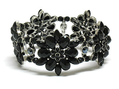 Acryl and crystal flower deco stretch bracelet