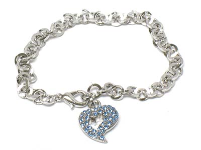 Crystal deco heart charm simple bracelet