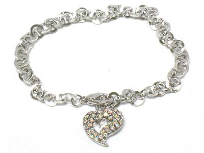 Crystal deco heart charm simple bracelet