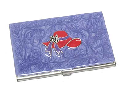 Metal red hat epoxy business card holder